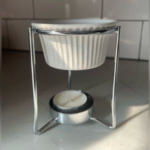 Set of 2 Fondue / Wax Melting Bowls with Stand & Tea Candle